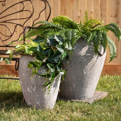 2-Pack round 19.75-In W Extra Large Gray Metal Indoor/Outdoor Planter with Drainage Holes