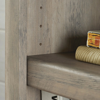 Glendale 5 Shelf Bookcase with Doors, Rustic Gray Finish